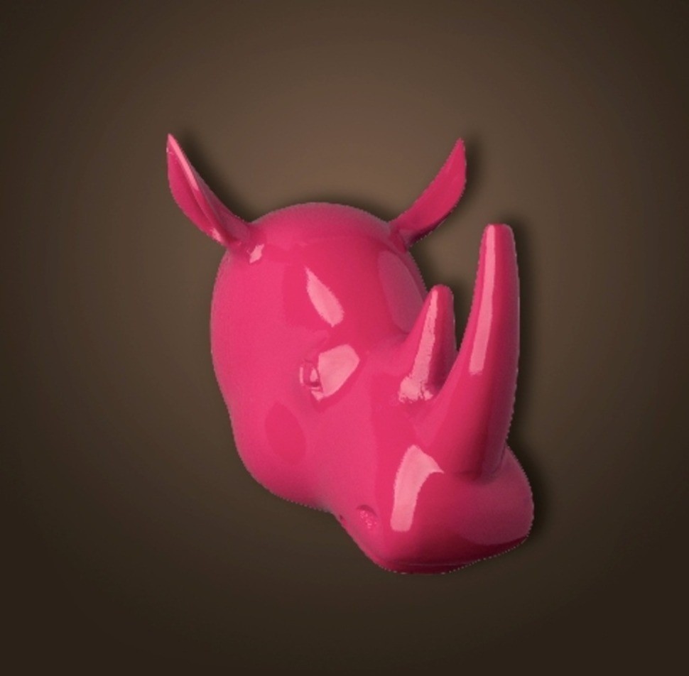 Голова носорога 4004-P, металл, pink, ROOMERS FURNITURE