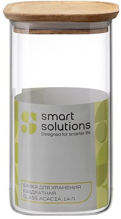 Банка для хранения квадратная glass acacia, 1,4 л (79980)