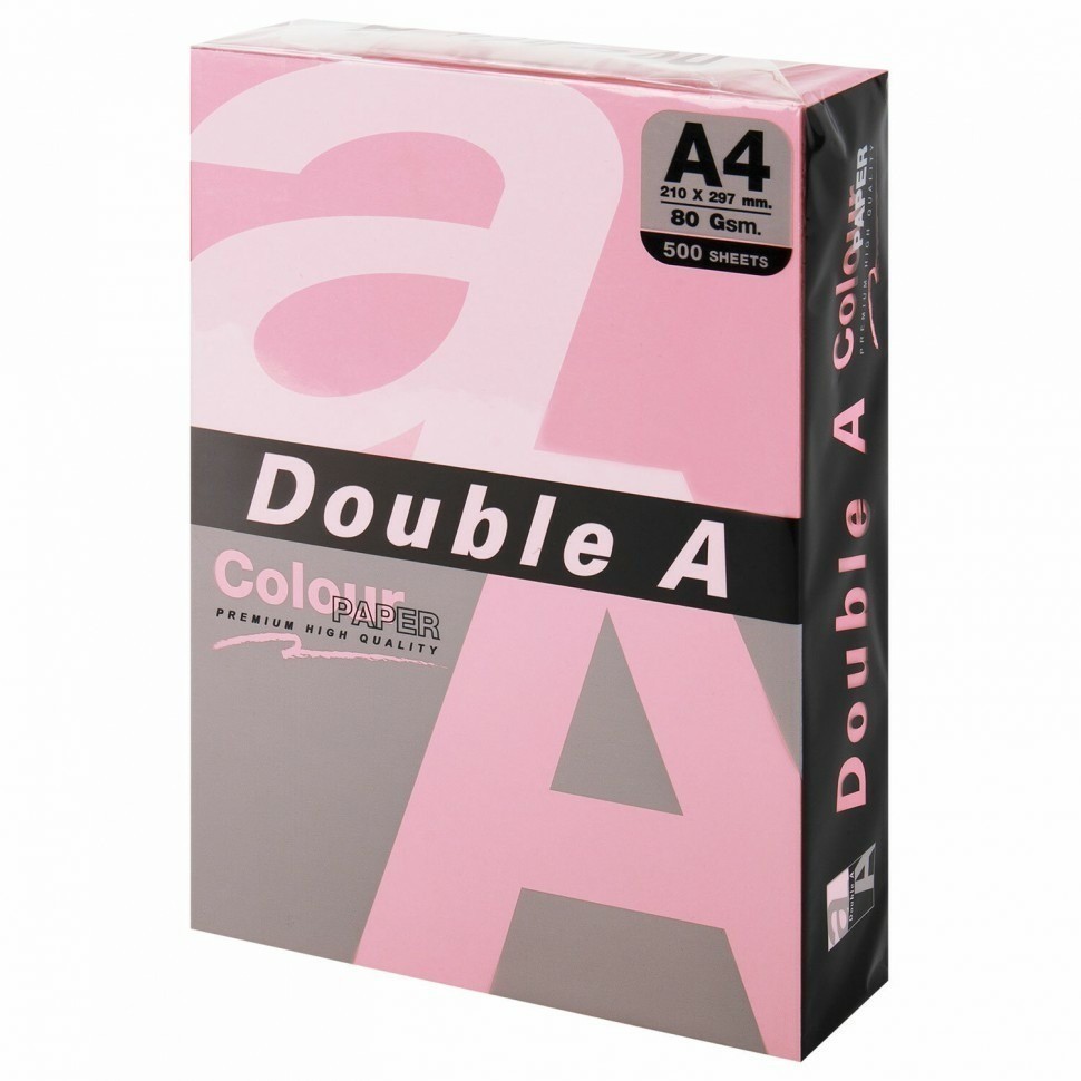 Бумага цветная DOUBLE A А4 80 г/м2 500 л пастель розовая 115120 (92586)