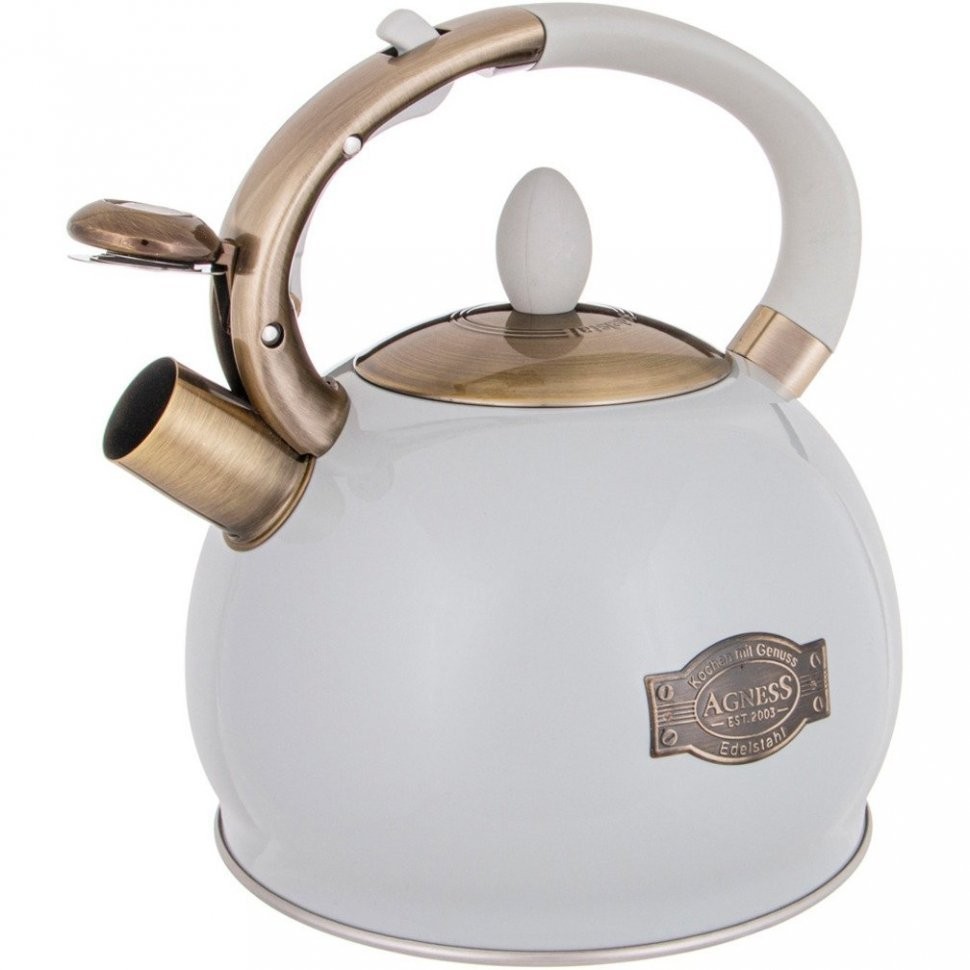 Чайник agness со свистком, серия тюдор,3,0 л термоаккумулирующее дно, индукция (937-837)