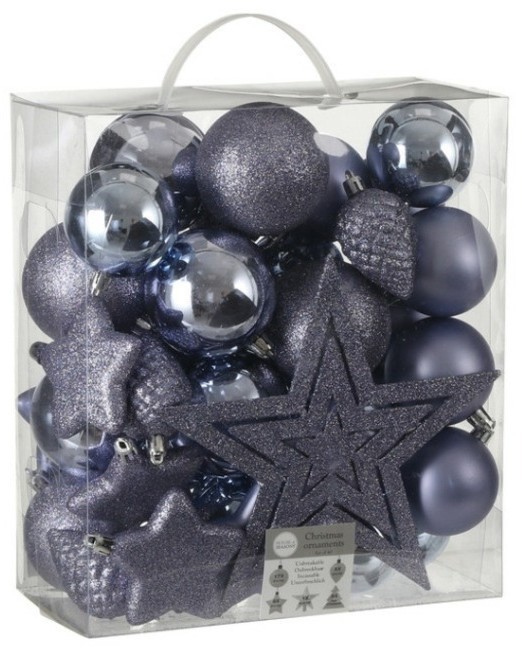 Набор пластиковых шаров 40шт ø8см с верхушкой лиловый (84050)