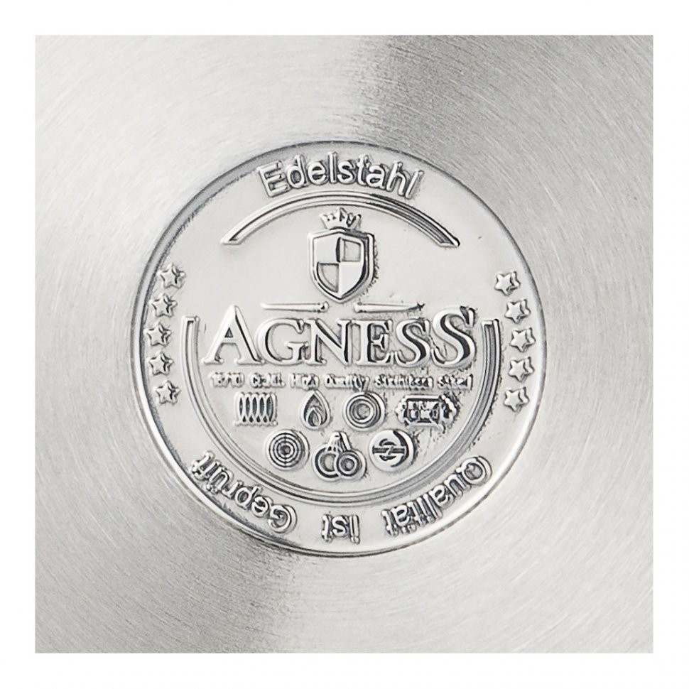 Кастрюля agness professional 26x20 10,5 л. высококачественная нерж сталь 18/10  индукционное дно Agness (936-311)