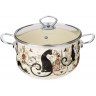 Кастрюля эмалированная agness со стеклянной крышкой серия "парижские коты", 3.6 л, 22*13 см (915-153)