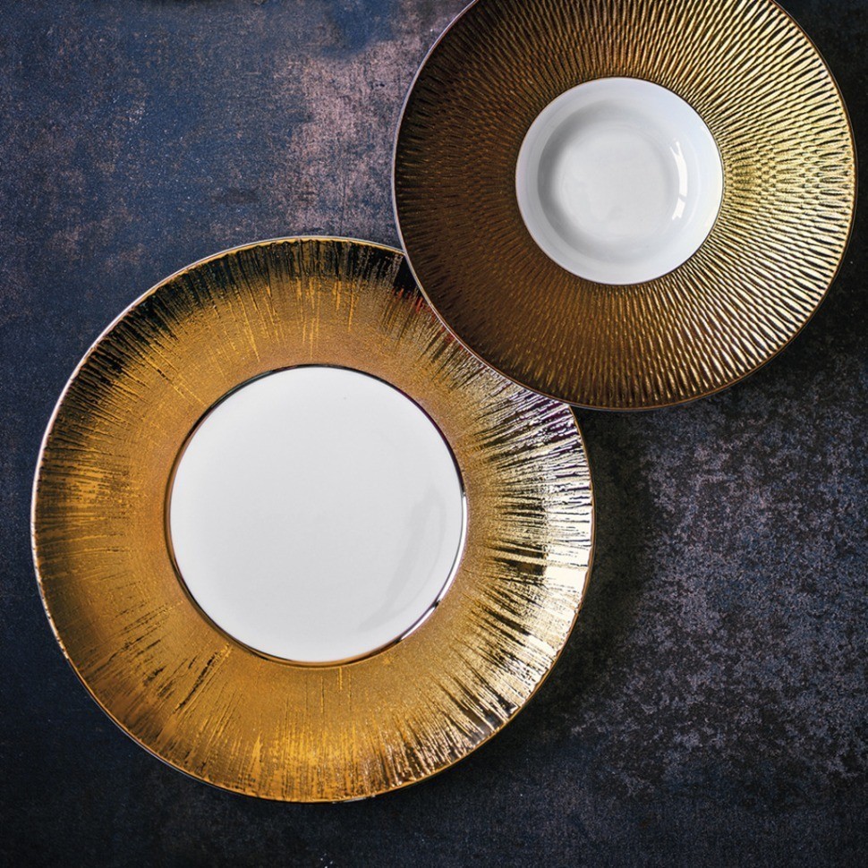Тарелка LDER034OR006240, 24 см, фарфор, white/gold, LE COQ