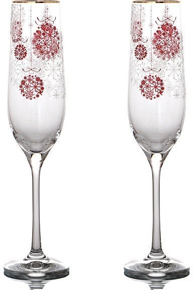 Набор бокалов для шампанского из 2 шт."красные шары" 190 мл. высота=24 см. Bohemia Crystal (674-257)
