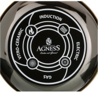 Сковорода agness эмалированная со стекл. крышкой и антипригар. &quot;мраморным&quot; покрытием, 20см Agness (950-226)