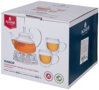 Набор чайник 600мл на подставке и 2 кружки 250мл Agness (887-260)