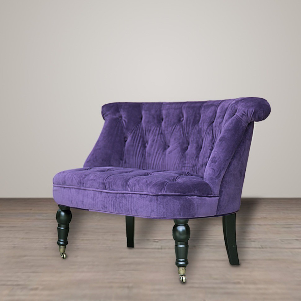 Пуф Камден NSCC-2008B-40/VEL- 030, каркас - дуб, фурнитура - бронза, обивка - бархат, purple, ROOMERS FURNITURE