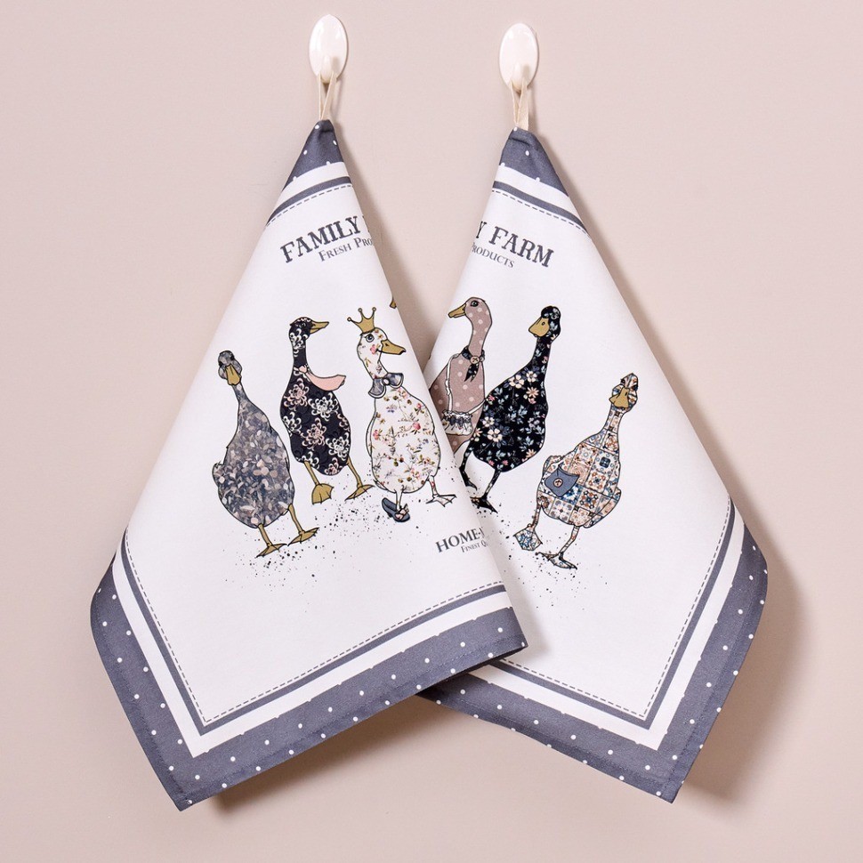 Набор полотенец из 2-хшт "family farm",40х60см, 100% хлопок,графит Lefard (850-747-62)