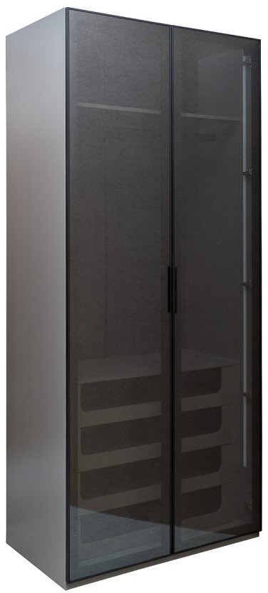 GD-10012/1-6 Шкаф Alto двухд c выдвиж ящик, цвет серый Кобальт, дверцы стекло(тонир) 100*57*228.5см (TT-00014650)