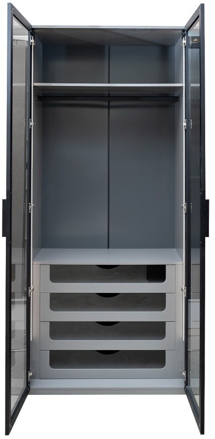 GD-10012/1-6 Шкаф Alto двухд c выдвиж ящик, цвет серый Кобальт, дверцы стекло(тонир) 100*57*228.5см (TT-00014650)