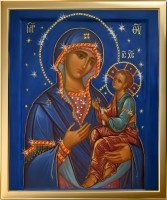Икона Богоматери с Младенцем «Одеяние Милости» с кристаллами Swarovski (2414)