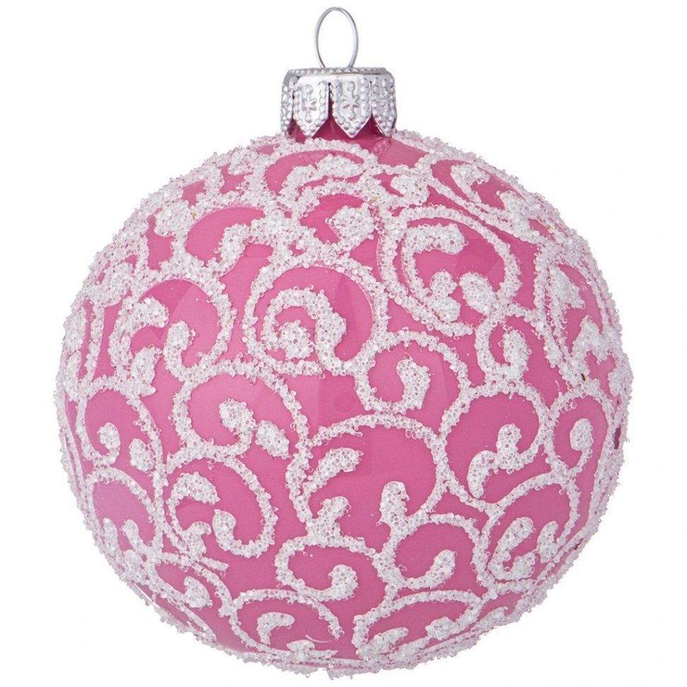 Шар "вьюнок-веточка морозная" розовый диаметр=85 мм в подарочной упаковке ООО"юниопт" (140-306)