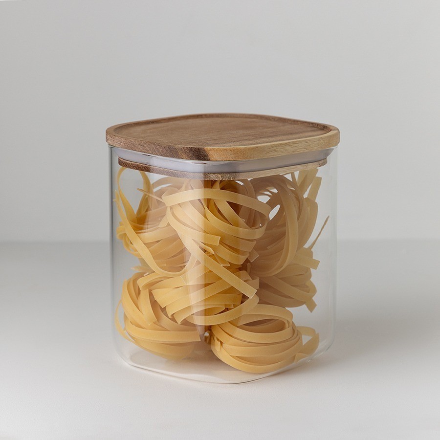 Банка для хранения квадратная glass acacia, 1,5 л (79981)