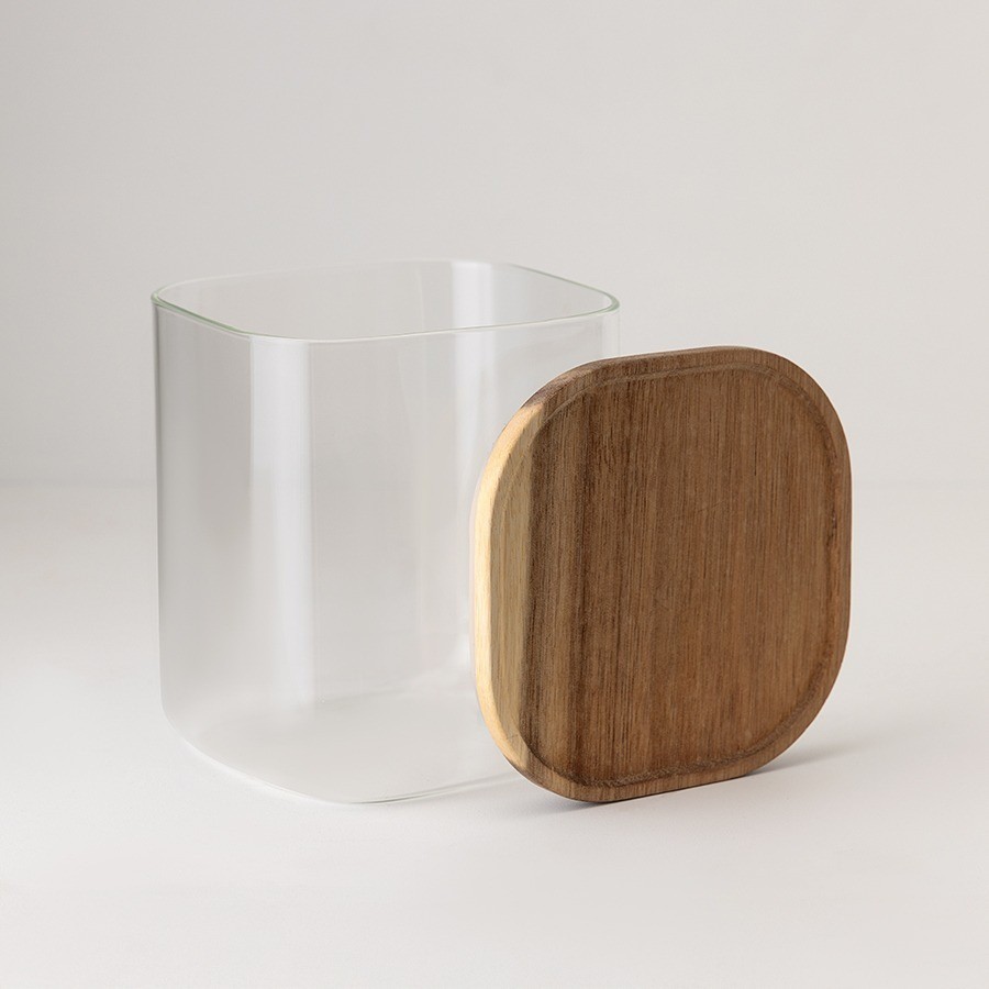 Банка для хранения квадратная glass acacia, 1,5 л (79981)
