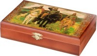Домино  в шкатулке &quot;три богатыря&quot; 21х13х5 см, дерево, латунь, пластик Фотьев В.а. (28-323)