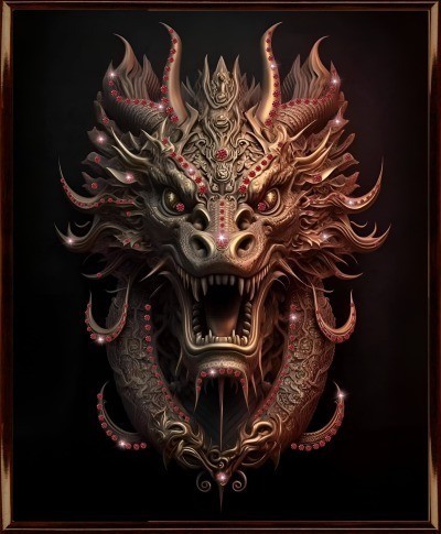 Картина Дракон Могущество 8 с кристаллами Swarovski (3040)