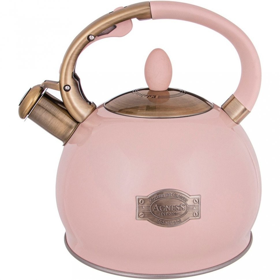 Чайник agness со свистком, серия тюдор, 3,0 л термоаккумулирующее дно, индукция (937-839)