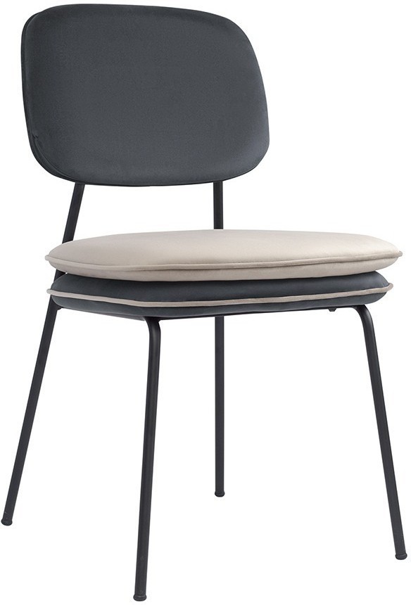 Стул с контрастным кантом pea, велюр, темно-серый/бежевый (77292)
