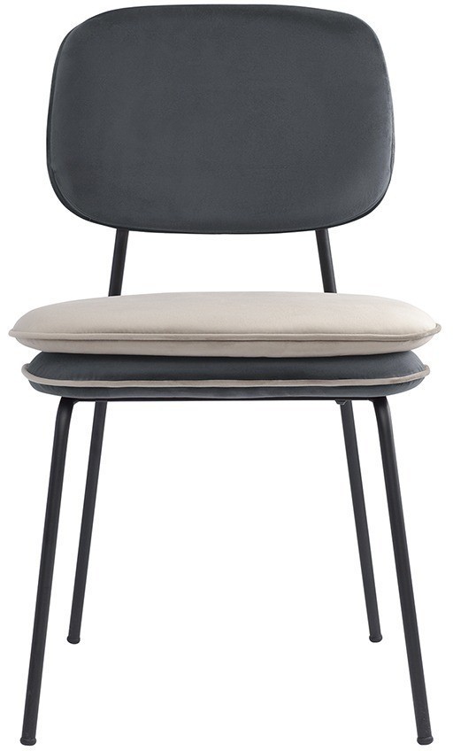 Стул с контрастным кантом pea, велюр, темно-серый/бежевый (77292)