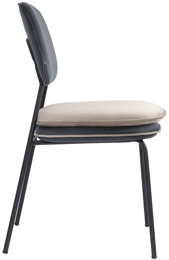 Стул с контрастным кантом pea, велюр, темно-серый/бежевый (77292)