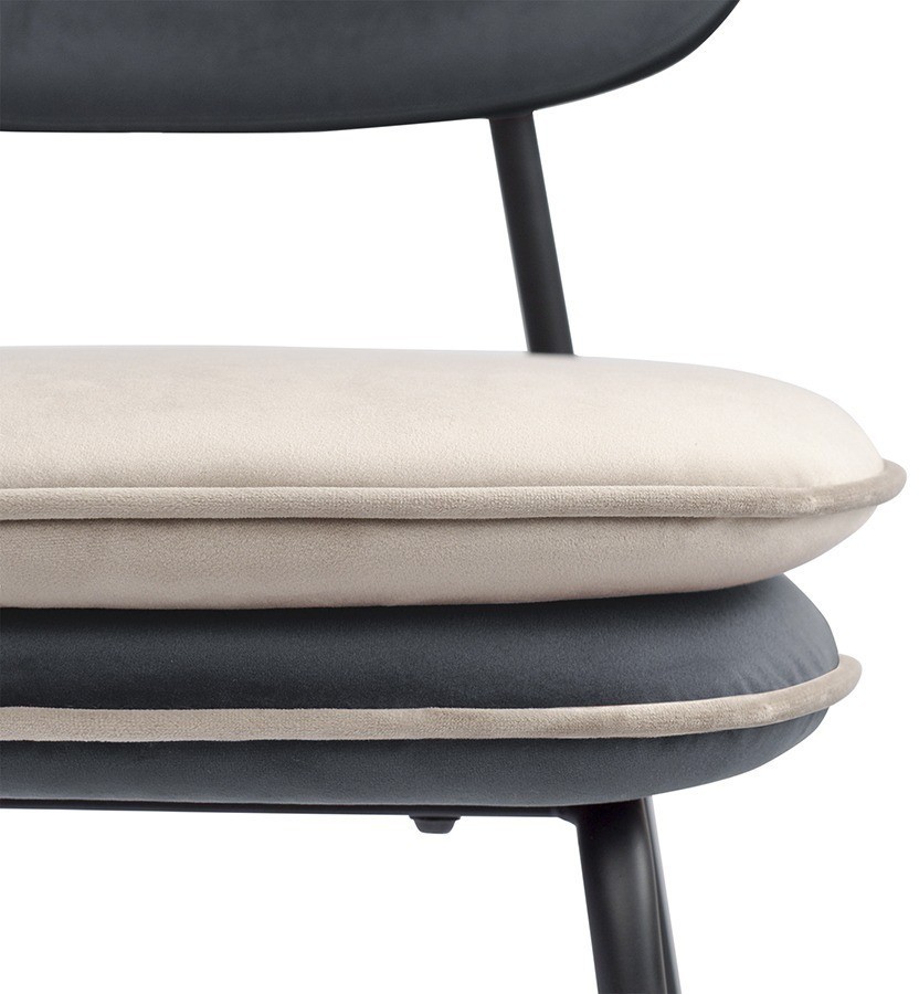 Стул с контрастным кантом pea, велюр, темно-серый/бежевый (77292)