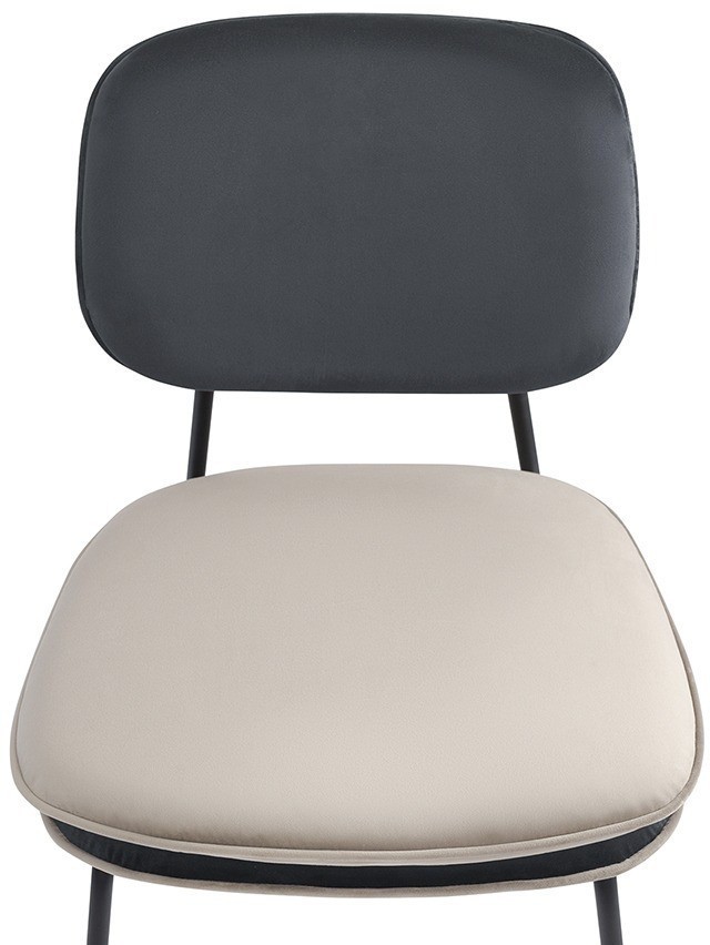 Стул с контрастным кантом pea, велюр, темно-серый/бежевый (77292)