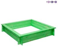 Деревянная песочница &quot;Клио&quot; (4 лавки, пропитка, подложка), цв. Зеленый (PS117-01)