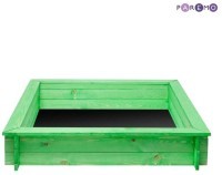 Деревянная песочница &quot;Клио&quot; (4 лавки, пропитка, подложка), цв. Зеленый (PS117-01)