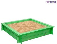 Деревянная песочница &quot;Клио&quot; (4 лавки, пропитка, подложка), цв. Зеленый (PS117-01)