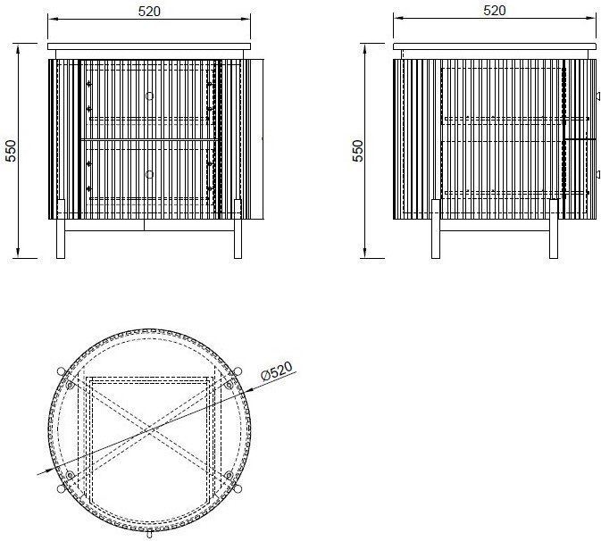 Тумбочка 2 ящика с мраморной столешницей d51*55см (TT-00011263)