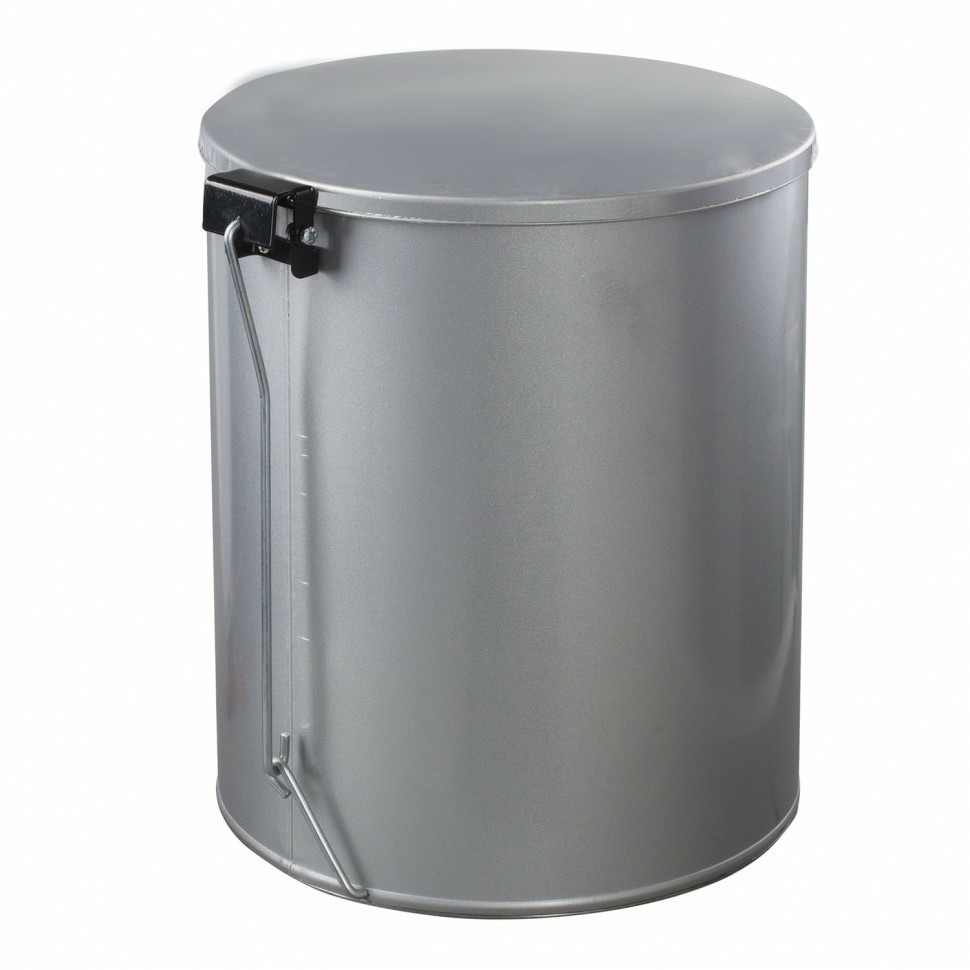 Ведро для мусора с педалью усиленное титан 15 литров серое оцинкованная сталь 603977 (90159)
