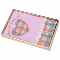 Набор полотенец из 2-х шт &quot;любимая мамочка&quot;,50х30см, махра роз+рогожка  роз. 100% хлопок SANTALINO (850-453-86)