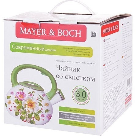 Чайник Эмаль 3л с/кр ЦВЕТЫ Mayer&Boch (28261)