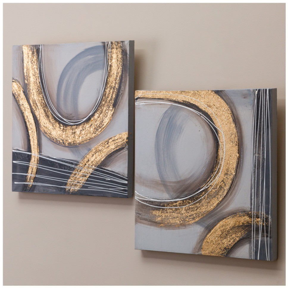 Комплект из 2-х картин "золотая абстракция" 40х40*2,5 см (каждая) Bronco (534-206)