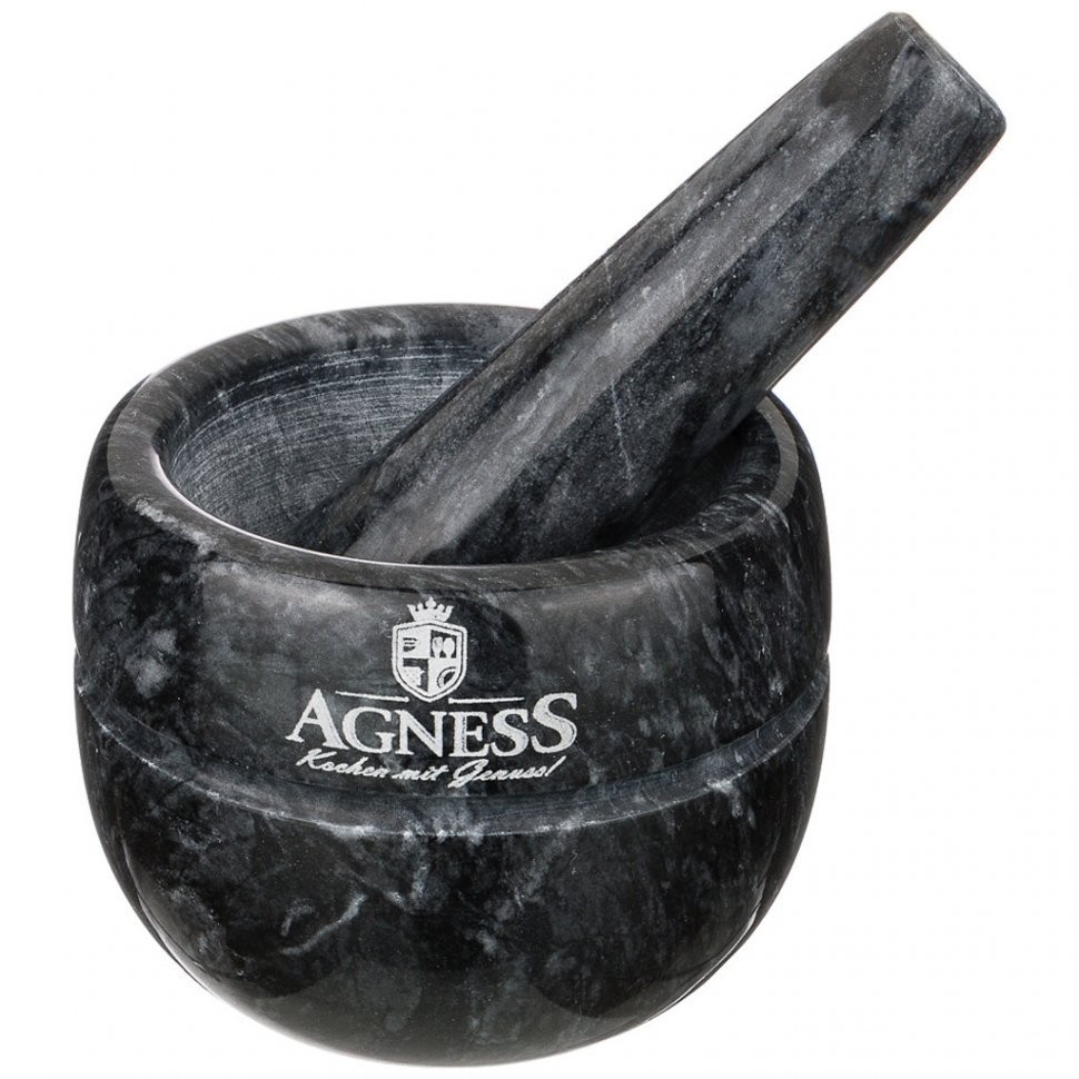 Ступка agness с пестиком диаметр=9 см высота=7 см (925-106)