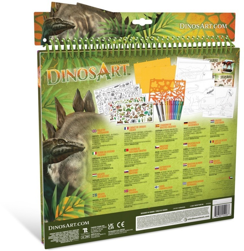 Серия Dino: Набор для раскрашивания (40 скетч страниц, 40 трафаретов, 12 цветных карандашей) (15206_NSDA)