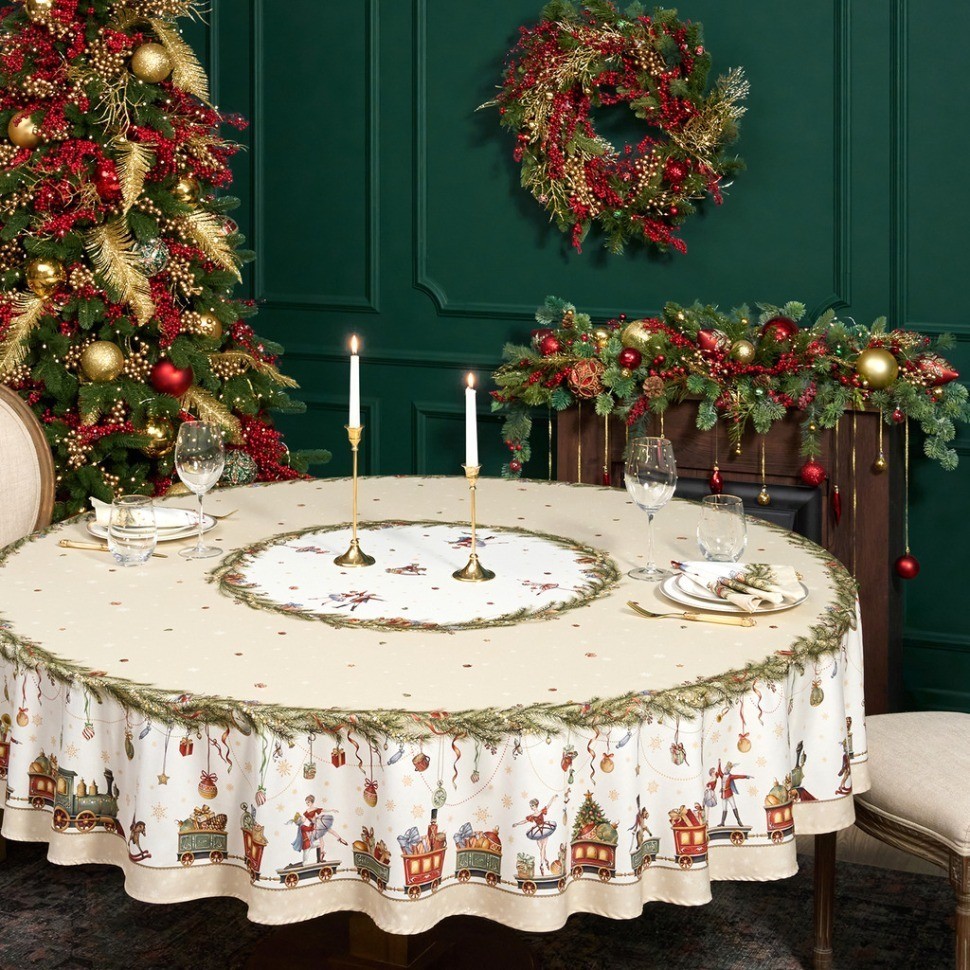 Скатерть круглая  "щелкунчик" ,220см бежевый 100% хлопок , твил Lefard (850-757-26)