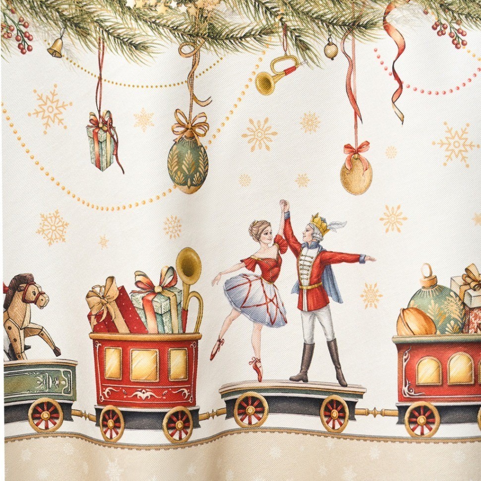 Скатерть круглая  "щелкунчик" ,220см бежевый 100% хлопок , твил Lefard (850-757-26)