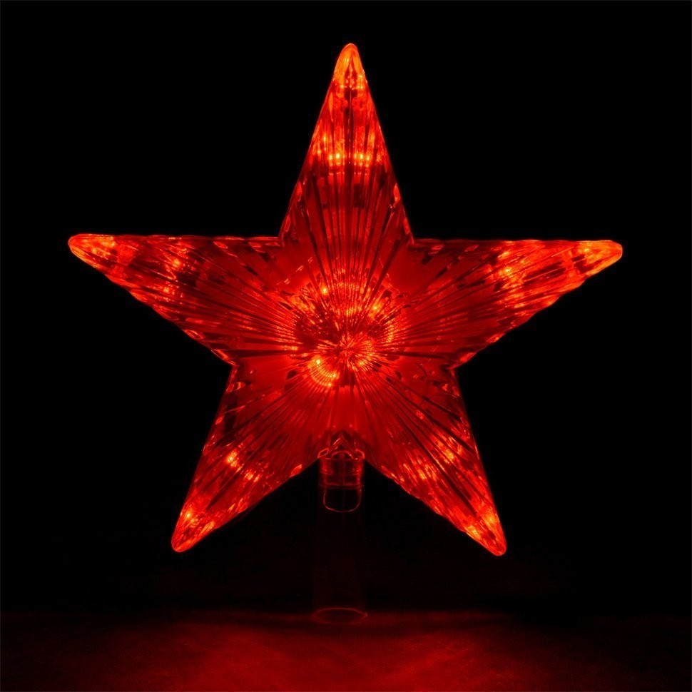 Верхушка на елку светодиодная для дома Vegas Звезда 10 красных LED, 3м, 15х15 см, 220V 55097 (69159)