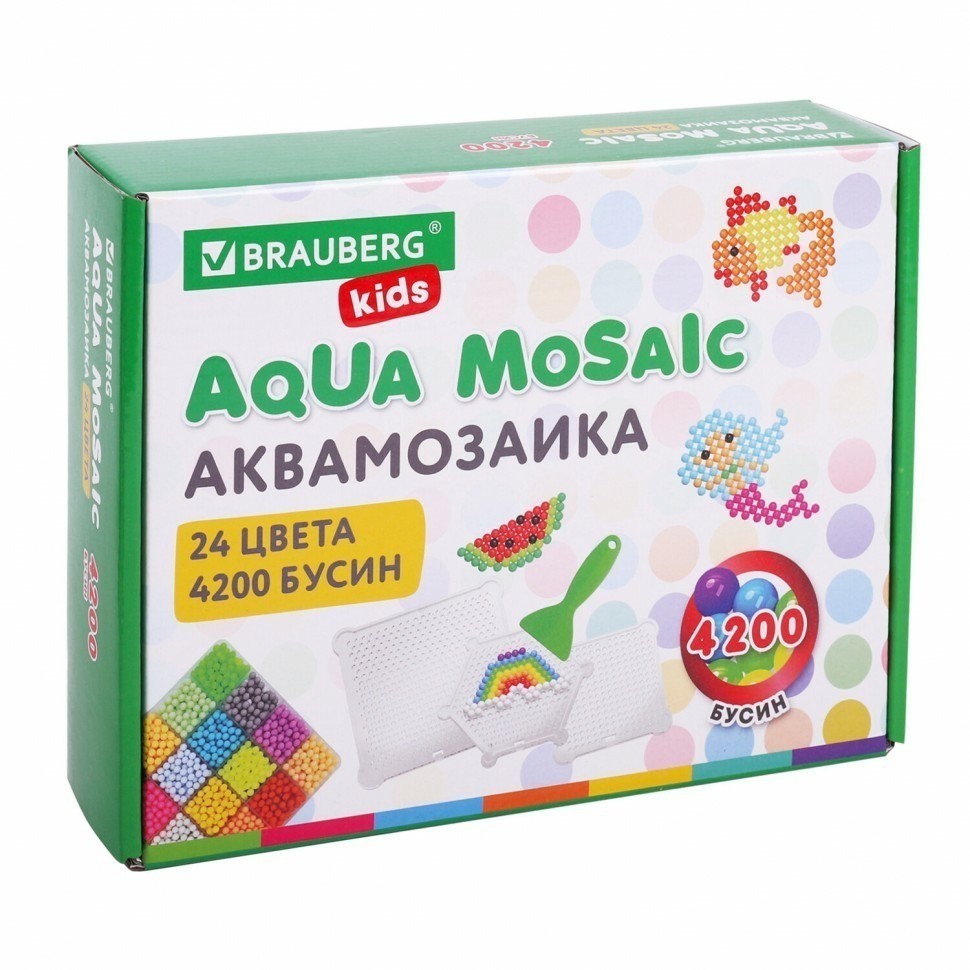 Аквамозаика 24 цвета 4200 бусин с трафаретами инструментами и аксессуарами 664916 (91699)