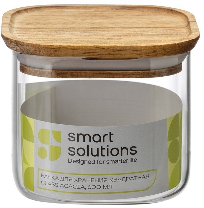 Банка для хранения квадратная glass acacia, 600 мл (79982)