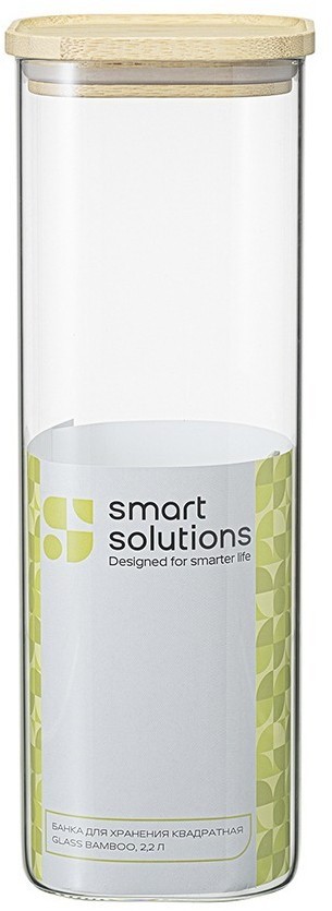 Банка для хранения квадратная glass bamboo, 2,2 л (77501)