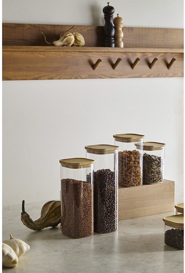 Банка для хранения квадратная glass bamboo, 2,2 л (77501)