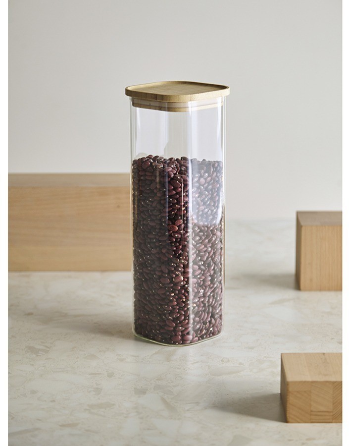 Банка для хранения квадратная glass bamboo, 2,2 л (77501)
