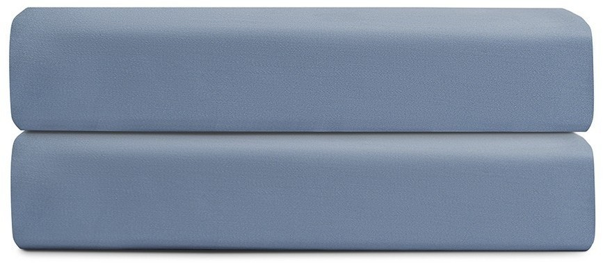 Простыня на резинке из сатина джинсово-синего цвета с брашинг-эффектом из коллекции essential, 160х200х30 см (76102)