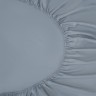 Простыня на резинке из сатина джинсово-синего цвета с брашинг-эффектом из коллекции essential, 160х200х30 см (76102)