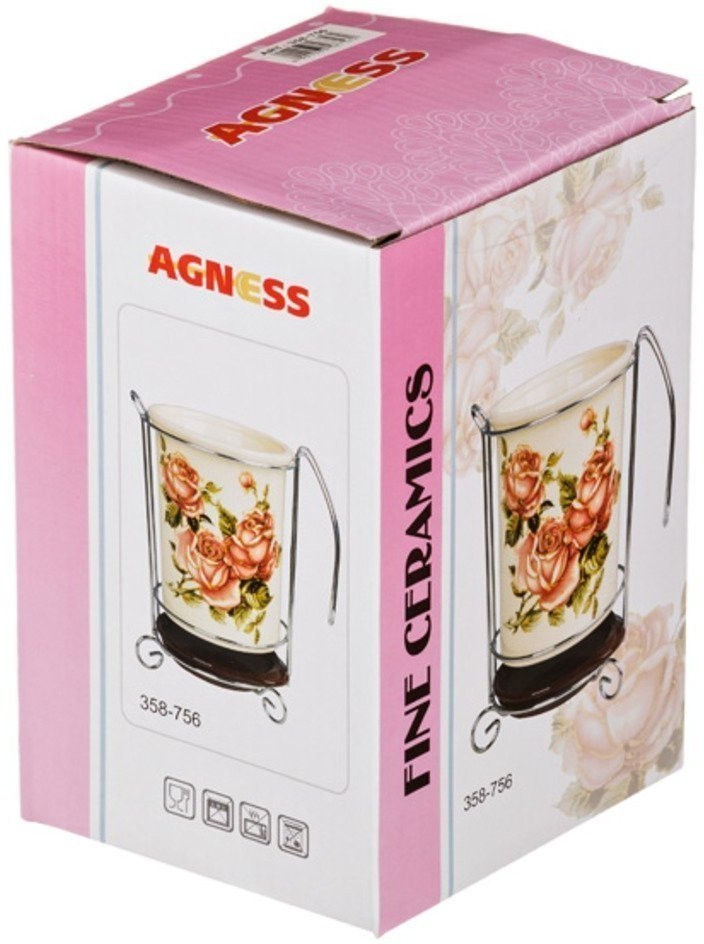 Подставка под кухонные приборы "корейская роза" 10,5*10,5*16 см Agness (358-756)