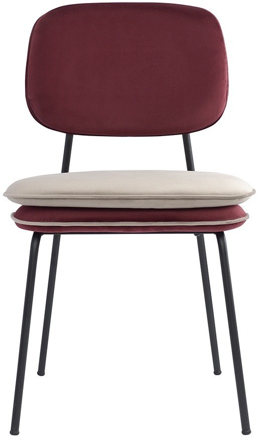 Стул с контрастным кантом pea, велюр, бордовый/бежевый (77291)