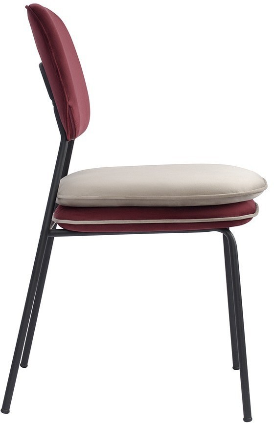 Стул с контрастным кантом pea, велюр, бордовый/бежевый (77291)